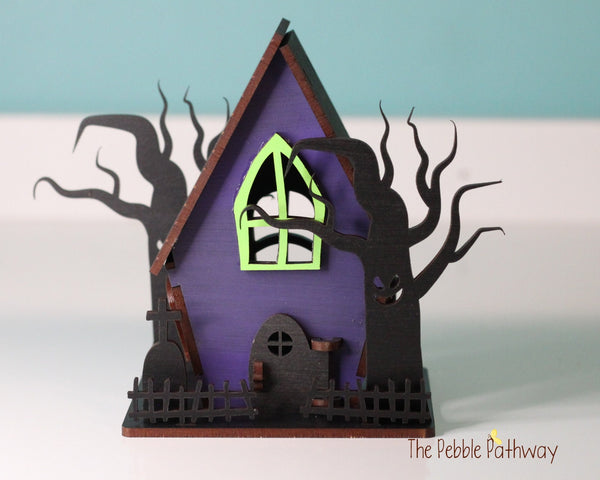 Miniature Halloween house with accessories pick your colors - ThePebblePathway