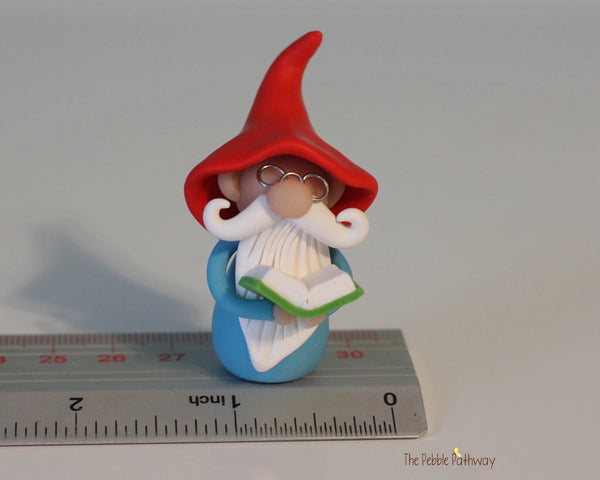 Gnome with glasses and green book - teacher professor gnome - miniature garden gnome figure - Jarrett