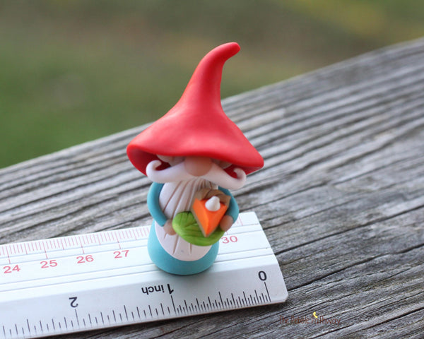 Gnome with pumpkin pie- miniature garden gnome figure 1