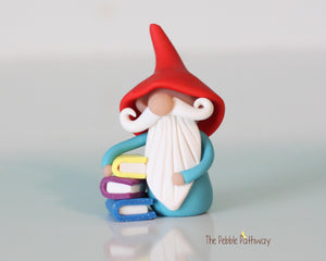 Gnome with books - miniature garden gnome figure - Mieko