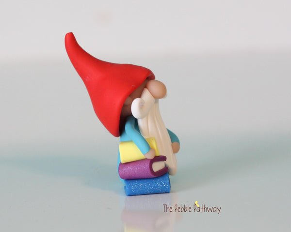 Gnome with books - miniature garden gnome figure - Mieko