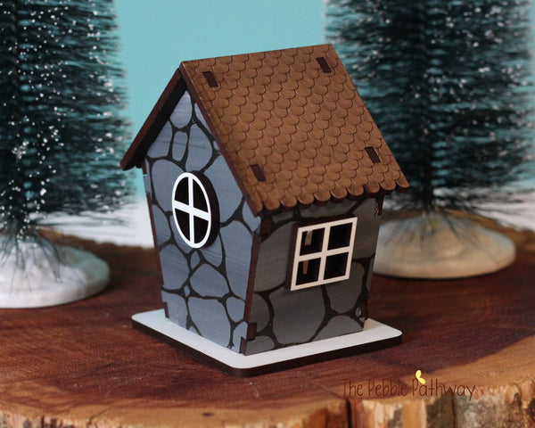 Stone look tiny home for itty bitty gnome - miniature house village cottage - ThePebblePathway