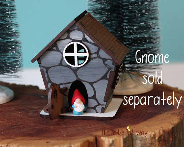 Stone look tiny home for itty bitty gnome - miniature house village cottage - ThePebblePathway