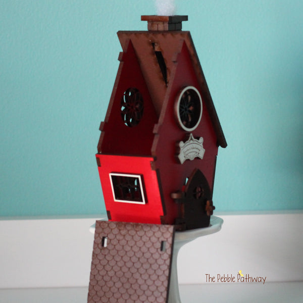 Tiny Santa's workshop cottage home for itty bitty santa gnome -  working door - ThePebblePathway