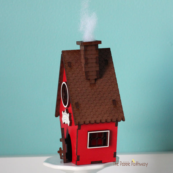 Tiny Santa's workshop cottage home for itty bitty santa gnome -  working door - ThePebblePathway