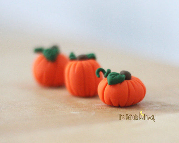 Fairy Garden Halloween Decorations - Miniature pumpkins plant pokes - Set of 3  (PP0001) - ThePebblePathway